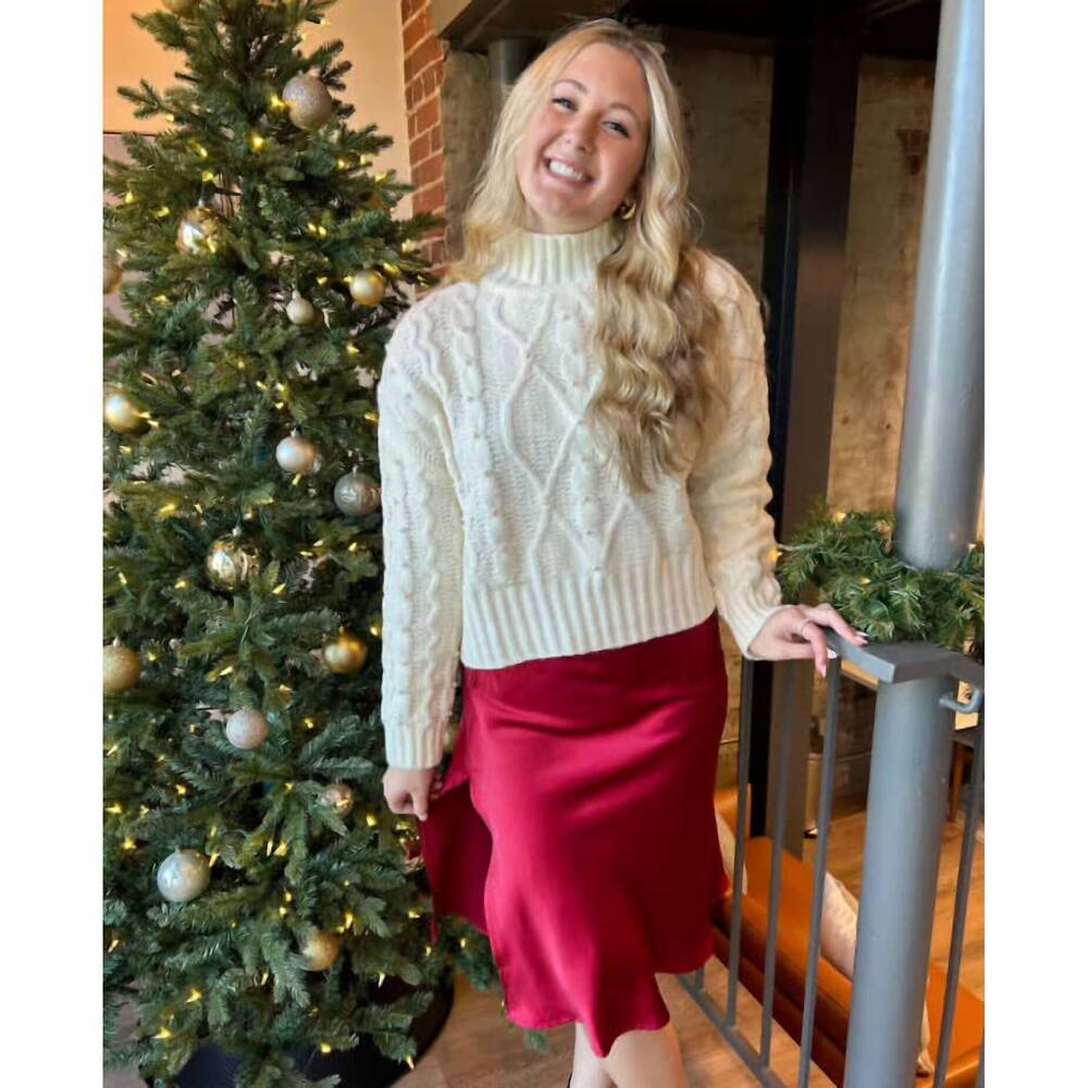NEW EE:SOME savannah satin midi skirt in red
